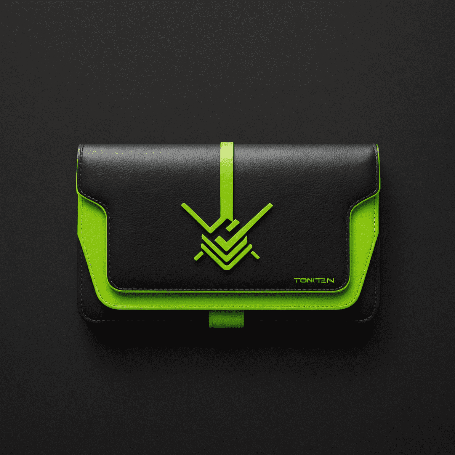Ton_Wallet logo featuring a sleek, neon green wallet design on a black background