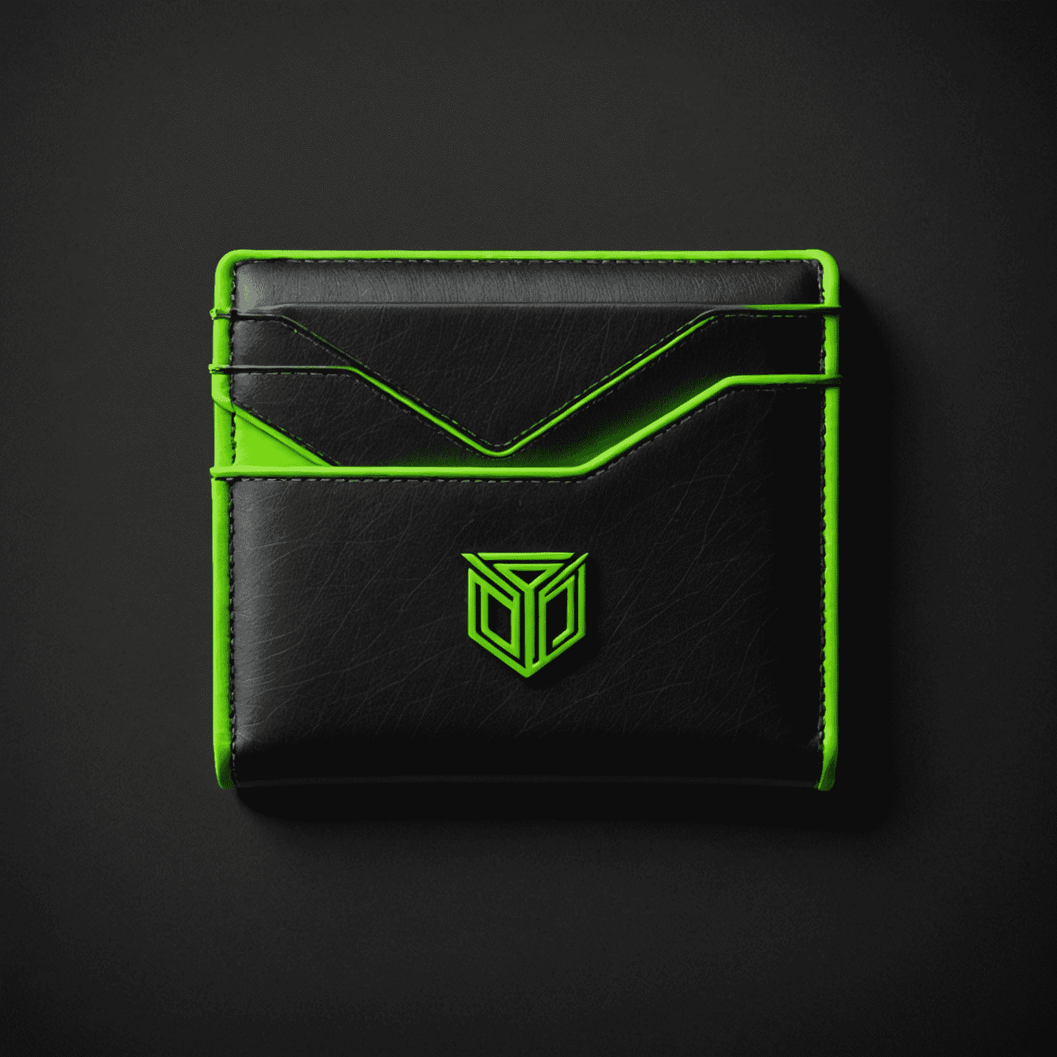 Ton_Wallet logo featuring a sleek, neon green wallet design on a black background